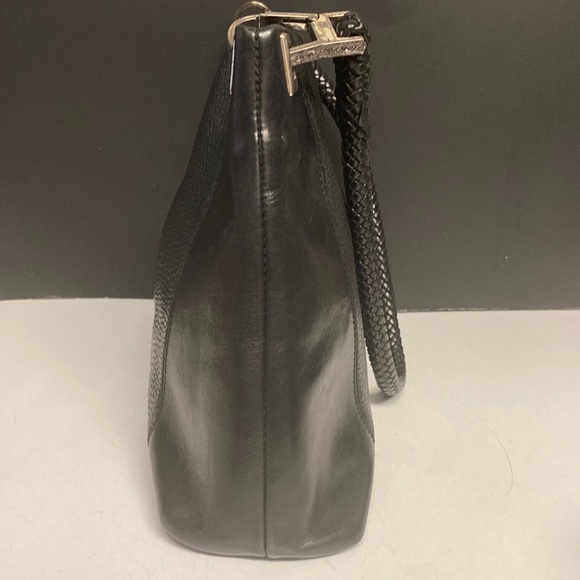 BRIGHTON Black Pebbled Leather Shoulder Bag Purse - Picture 8 of 17